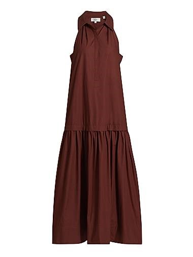 Миди-платье A.L.C. Vera из мягкого хлопка с воротником и боковыми карманами 11009242