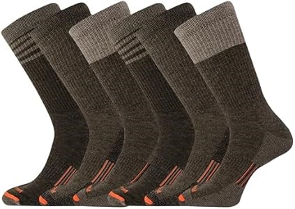 Рабочие носки Merrell из мериносовой шерсти, 6 пар с поддержкой свода стопы для дополнительного комфорта 11084978