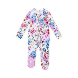 Детский лонгслив с цветочным узором и рюшами от Posh Peanut из мягкого и эластичного материала 10045374