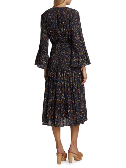 Veronica Beard Платье миди с цветочным принтом и аккордеонными складками Shireen из 100% хлопка 11026787