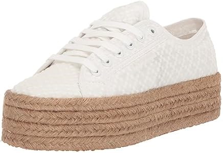 Женские кроссовки Superga 2790 Rope Macrame с ромбовидным верхом, белые, высота платформы 4 см, на шнуровке 11097965