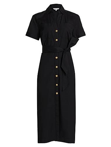 Хлопковое миди-платье рубашка с поясом и короткими рукавами Tabby от Veronica Beard 11029987