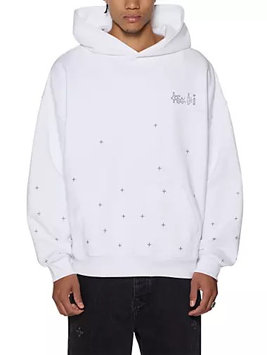 Хлопковое худи Ksubi Kplus Ekcess с кристаллическим логотипом, лонгсливами и капюшоном 10041589