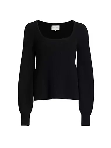 Кашемировый лонгслив LOULOU DE SAISON с квадратным вырезом и длинными рукавами, 100% кашемир 11012057