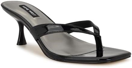 Женские черные лаковые босоножки на каблуке с открытым носком Nine West Andela, размер 7 11103460