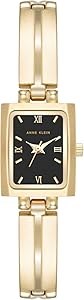 Anne Klein Женские наручные часы-брелок с черным циферблатом, золотые стрелки, регулируемый браслет 11054566