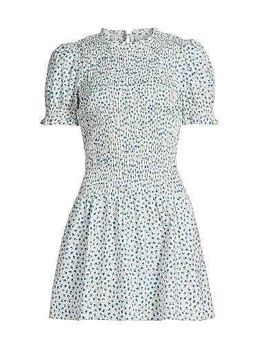 Мини-платье Leannah с цветочным принтом и смокинговым лифом от Reformation, 98% органический хлопок 11011289