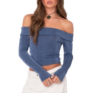 Edikted Лонгслив Athena с открытыми плечами и длинными рукавами из мягкого материала, 50% полиэстер, 50% спандекс 10045897