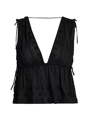 Топ без рукавов Ulla Johnson Anya из 100% хлопка с глубоким V-образным вырезом 11010332