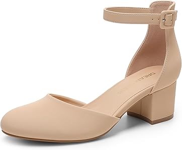 Женские туфли Dream Pairs с круглым носком и регулируемым ремешком на низком каблуке для офиса и праздников 11054693