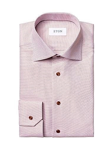 Рубашка с классическим кроем из текстурного хлопка с принтом и длинными рукавами Eton, Италия 11013970