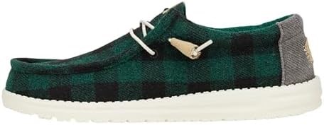 Мужские слипоны Hey Dude Wally Buffalo Plaid Hunter Green, размер 14, комфортная и легкая обувь 11063856