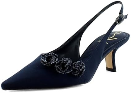 Женские босоножки Sam Edelman Bianka Flora с заострённым носком и невысоким каблуком из ткани, размер 7 M, темно-синие 11091705