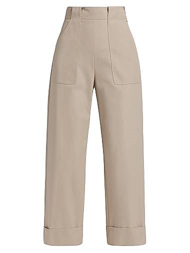 Широкие укороченные хлопковые брюки Palio от Max Mara с поясными петлями и карманами 11027533