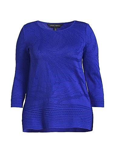 Туника с комбинированным жаккардом и вырезом лодочка от Ming Wang, 45% полиэстер, 40% вискоза 11011834