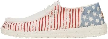 Женские слипоны Hey Dude Wendy Funk Americana Stars с эластичными шнурками и легкой подошвой 11096053