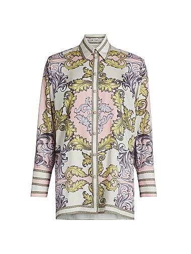 Оверсайз рубашка Alice + Olivia с филигранным принтом и лацканами Lane 10042959