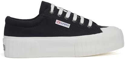 Женские кроссовки Superga 2631 с платформой и полосатым резиновым носком из экзотического хлопка 11062377