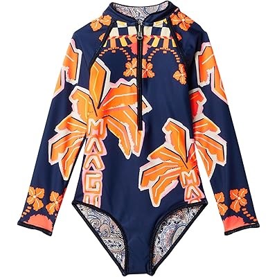 Купальник для девочек от Maaji Kids с высоким воротником и длинными рукавами, реверсивный принт 11040630