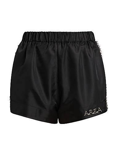 Шорты из шёлковистого нейлона с кристаллическим декором и эластичным поясом от Area, 100% нейлон 11029902