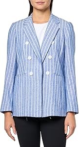Пиджак Anne Klein для женщин с полоской в стиле двойного ряда пуговиц, 55% лен, 45% вискоза 11098194