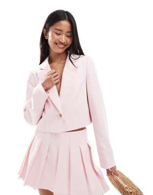 Жакет Miss Selfridge с одной кнопкой и укороченной длиной, пудрового цвета, обычная посадка 11031400