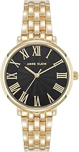 Anne Klein Женские часы с браслетом, матовый черный циферблат и золотые акценты - стильное решение для любого события 11087897