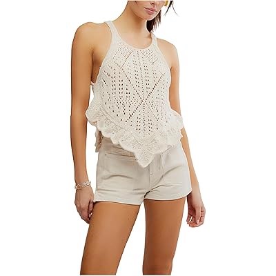 Free People Молодежный топ-свитер Sea Song с кружевным рисунком и заостренным подолом из 100% хлопка 11031584