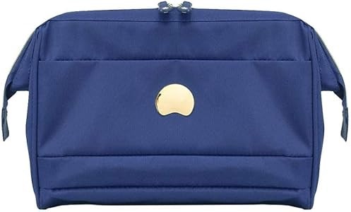 Delsey Paris Косметичка для путешествий Montrouge с широким входом, одним карманом на молнии и двумя отделениями, синяя 11089384