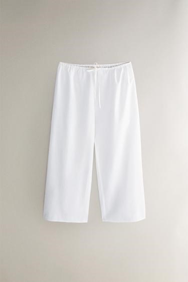 Короткие хлопковые брюки с эластичным поясом и декоративными швами от Zara Home для стильного образа 11037726