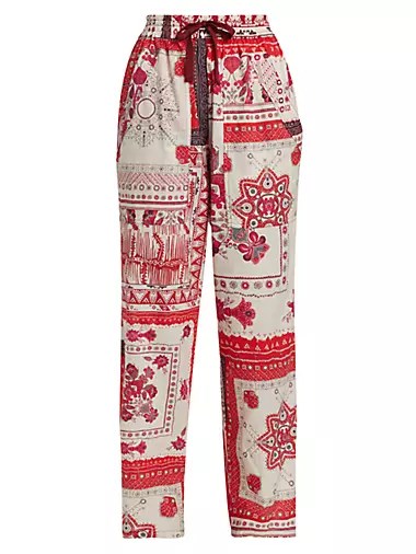 Штаны Федора с банданным принтом от Isabel Marant, 100% хлопок, свободный крой, эластичный пояс 10042300