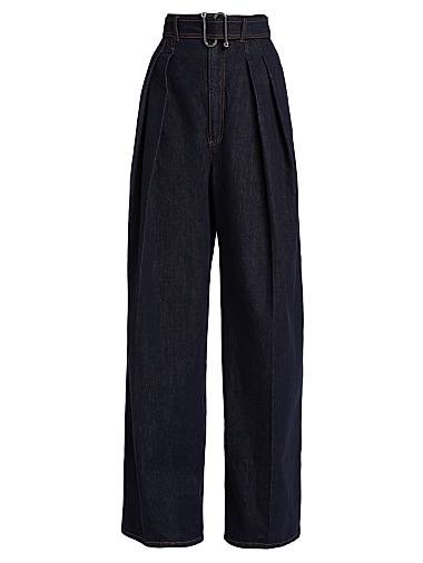 Брюки из хлопка с высокой талией и прямыми штанинами Sportmax, 100% хлопок, съёмный пояс 11020781