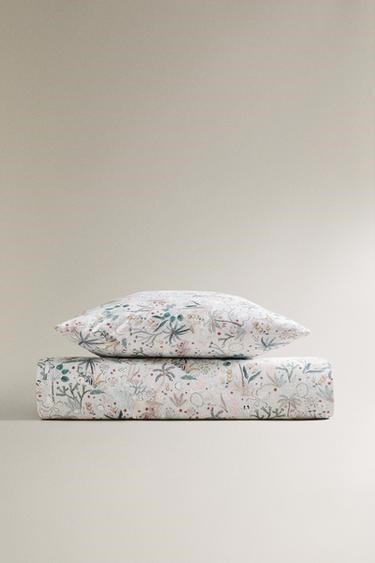 Zara Home Детское пододеяльник с морским мотивом из 100% хлопка, 200 нитей, скрытые кнопки, размер 140х200 см 11037747