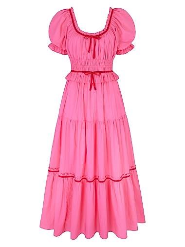 Pink City Prints Платье Agatha миди длины из органического поплина с эластичной талией и карманами 11015944