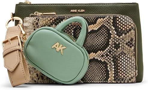 Anne Klein Набор из трех сумок-реквизитов темно-оливкового цвета с полиэстеровой подкладкой для удобной организации 11087127