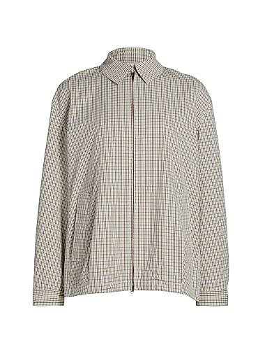 Бомбер с застежкой и крупной клеткой от Vince, 98% хлопок, лонгслив 11012436