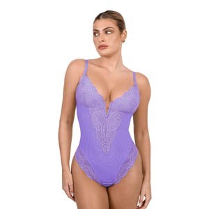 Скульптурный боди-слип с кружевом и глубоким V-образным вырезом Popilush, 62% нейлон, 38% спандекс 10044719