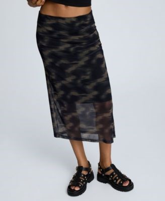 Миди-юбка Kenneth Cole с боковыми рюшами для женщин, комфортная модель 11045714