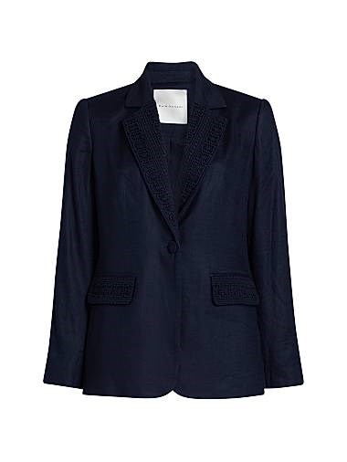 Льняной жакет Aster от Elie Tahari с вышивкой и карманами 11010062