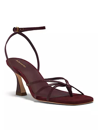 Замшевые сандалии Gen от Reformation с крокодиловой текстурой и изогнутым каблуком 10041200