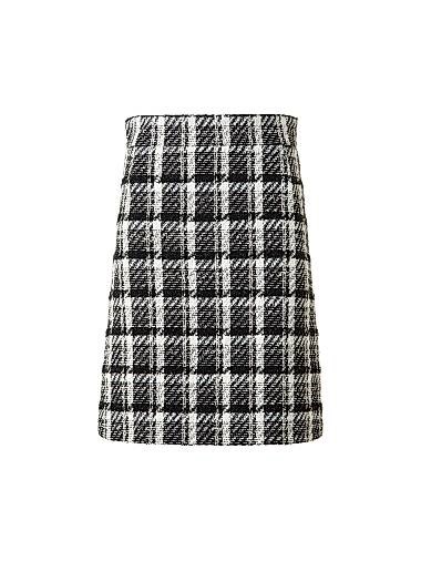 Юбка Akris punto из клетчатого твида А-силуэта с завышенной талией и скрытой молнией 11011747
