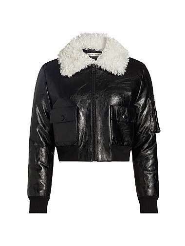 Куртка Willard из искусственной кожи Alice + Olivia с длинными рукавами и накладными карманами 11020079