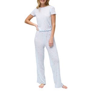 Пижама Somewhere Sunny Pointelle от Honeydew: комплект из укороченного топа и свободных брюк, 100% полиэстер 10045482