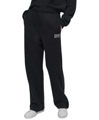 Женские брюки с высокой посадкой и логотипом из страз DKNY, 100% хлопок 11030924