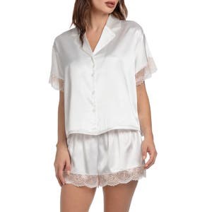 In Bloom by Jonquil Сатиновая пижама Janelle с кружевной отделкой и короткими штанами, 96% полиэстер 10045559