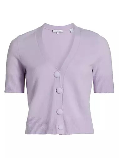 Кардиган из кашемира с короткими рукавами и V-образным вырезом Solene от Veronica Beard 10042706