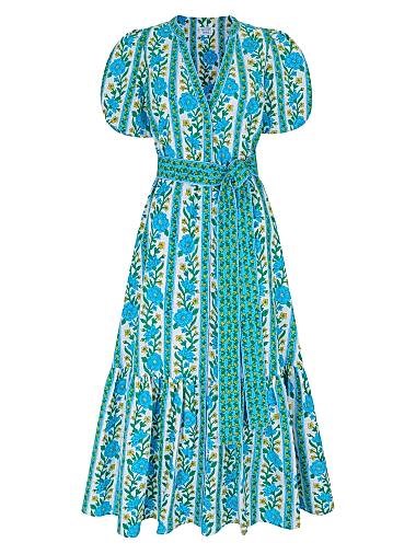 Pink City Prints Миди-платье Daisy с градиентным принтом гибискуса из 100% органического хлопка, размер XS 11016074