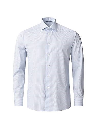 Слим-фит рубашка в полоску с пуговицами спереди из органического хлопка от Eton, длинные рукава 10041735