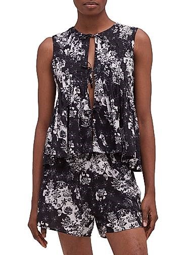 Desmond &amp, Dempsey Хлопковый комплект Flowers Of Time: плетёный топ с завязками и шорты с эластичным поясом 11020023