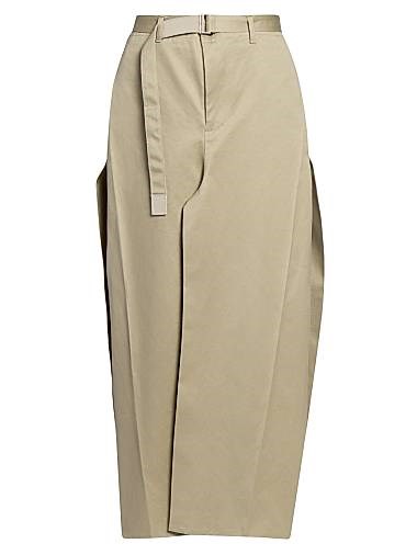 Хлопковая юбка-чино Sacai с поясом, карманами и разрезами, 100% хлопок, производство Япония 11030127